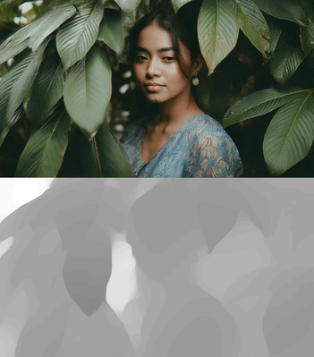 이 샘플에서 사용된 그림과 생성된 깊이 맵